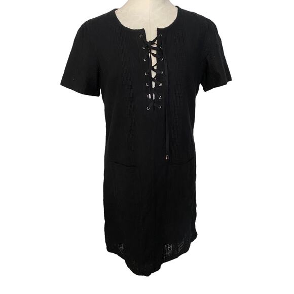 Kut from the Kloth Embroidered Lace Boho Tie String Front Short Sleeved Dress M - Picture 1 of 9